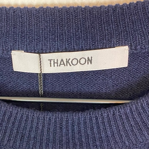 Thakoon Wool Sweater Mini Dress Crewneck Long Sleeve Midnight Navy Blue - Picture 7 of 9